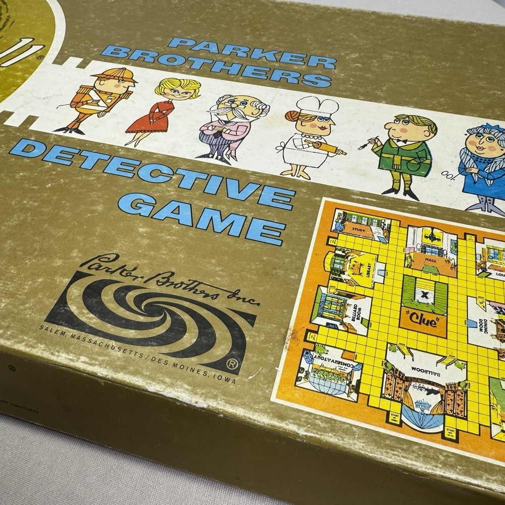 VTG Parker Brothers CLUE Mystery Detective Board Game  c. 1960